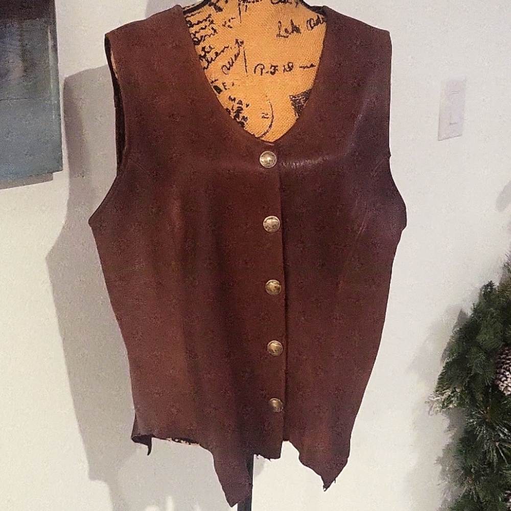 Beautiful raw edge leather vest